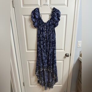 Bohemian Blue Floral Maxi Dress